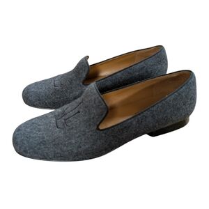 Lauren Ralph Lauren Charcoal Gray Monogrammed Wool Loafer Size 6